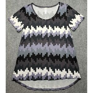 LulaRoe Classic T-Shirt Womens XS Multicolor Geometric Round Neck Short Sleeve